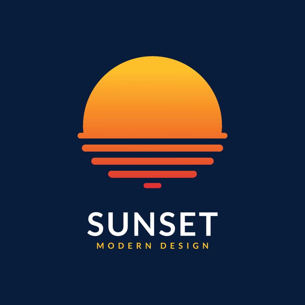Modern Sunset Logo. Minimalist Sun Branding Design vector