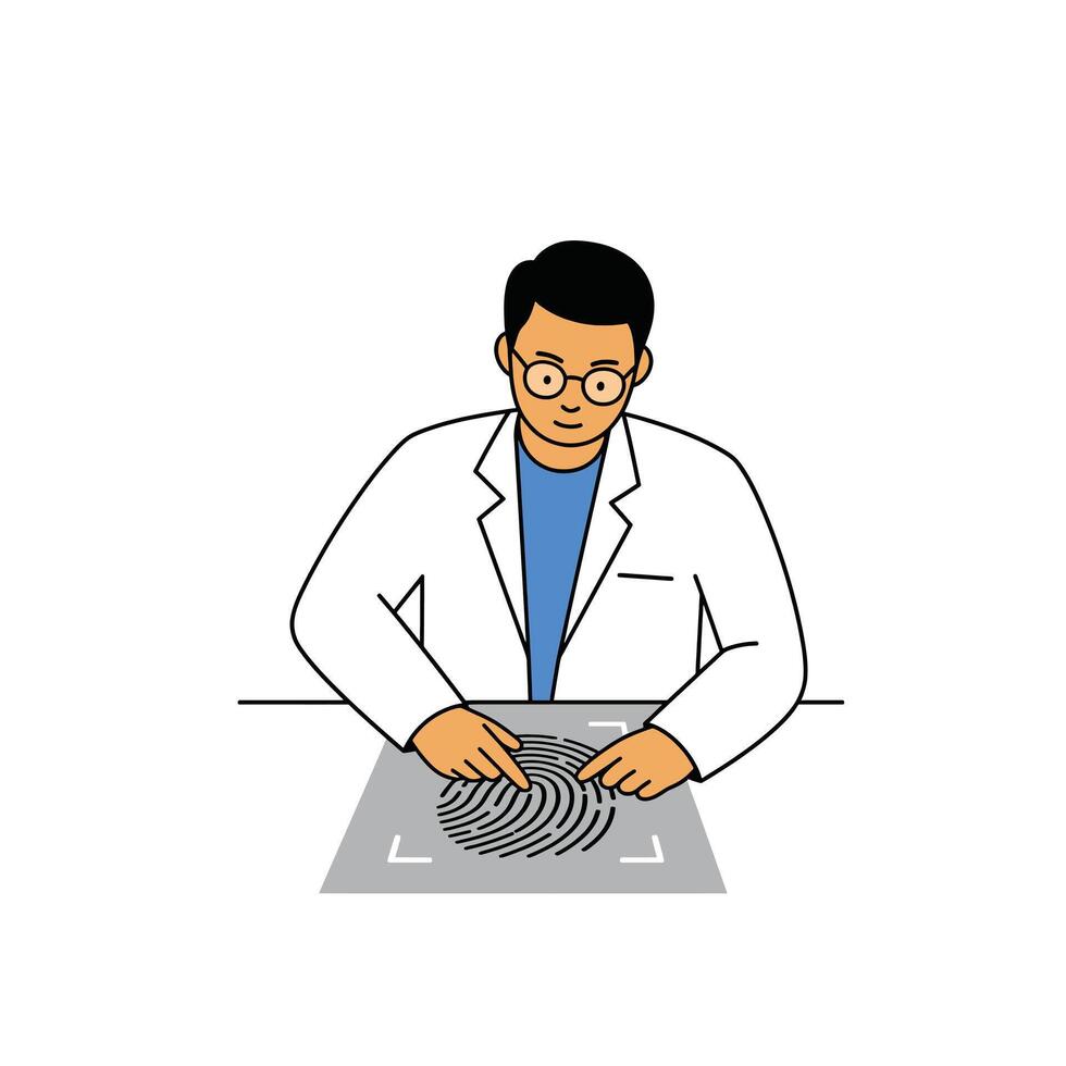 A man in a lab coat is making a piece of paper vector