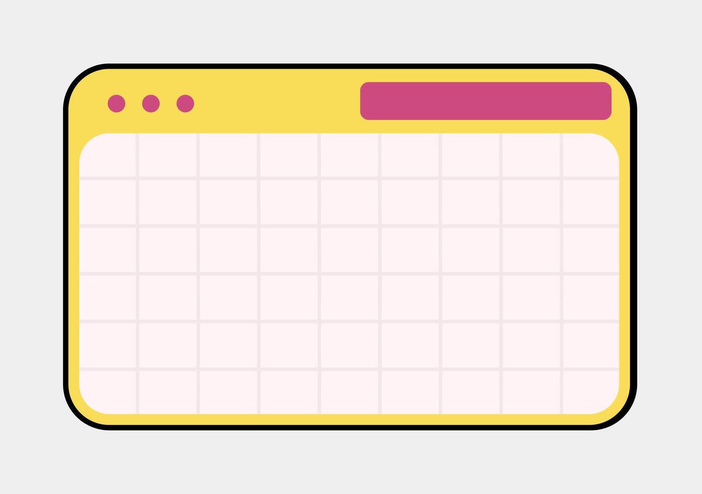 A yellow and pink calendar with a pink dot vector