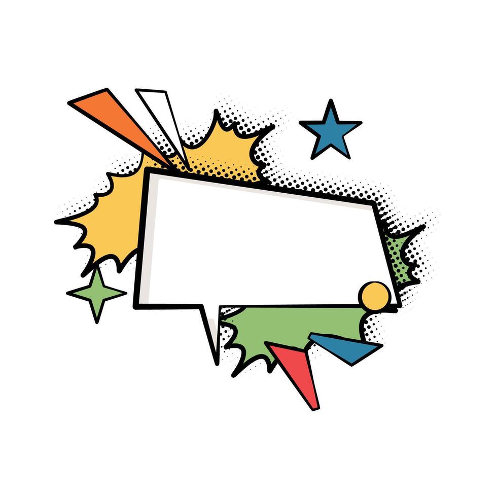 Layered Pop Art Speech Bubble with Bold and Bright Halftone Shadows vector