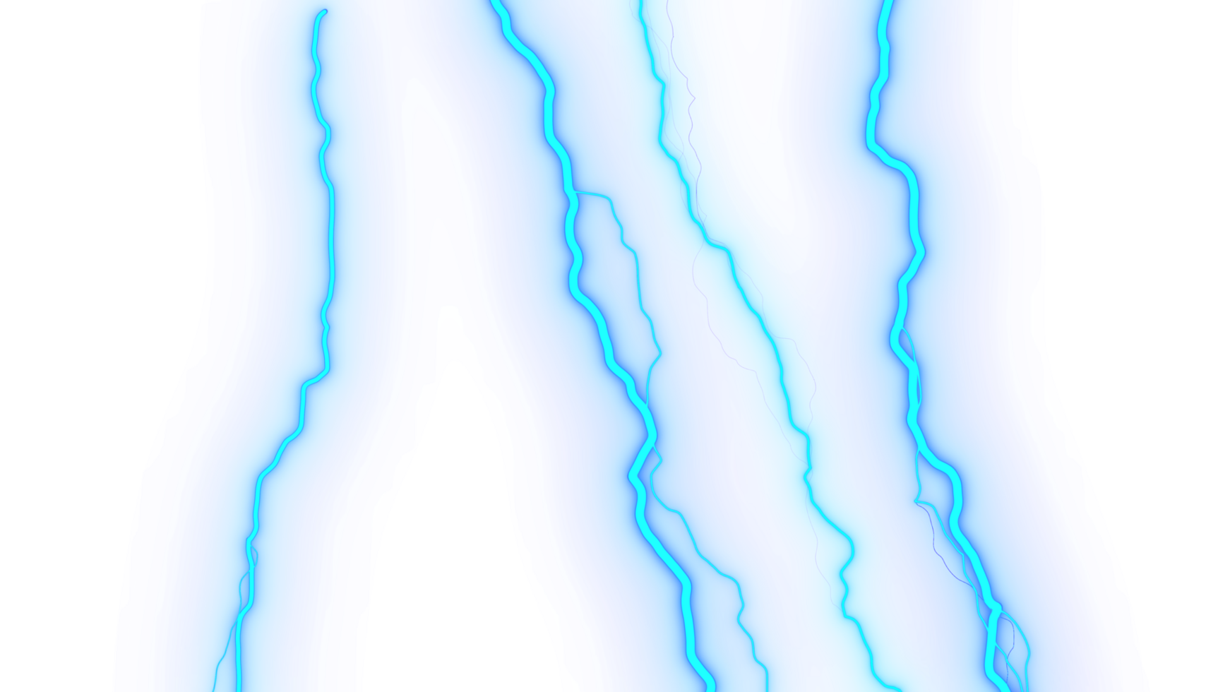Electric blue glow neon sparkling lightning effect on transparent background. png