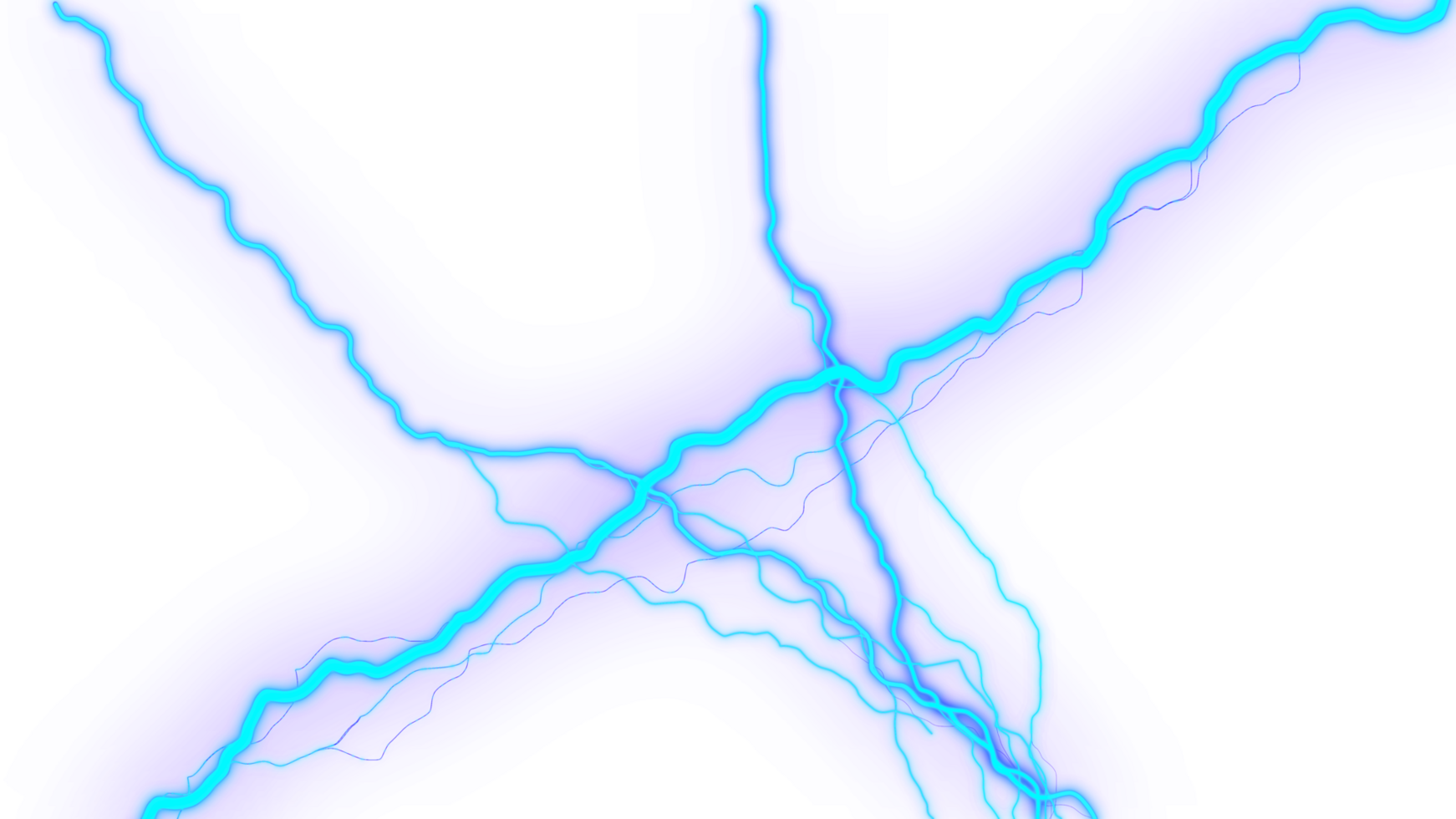 Electric blue sparkling lightning effect with glow neon on transparent background. png