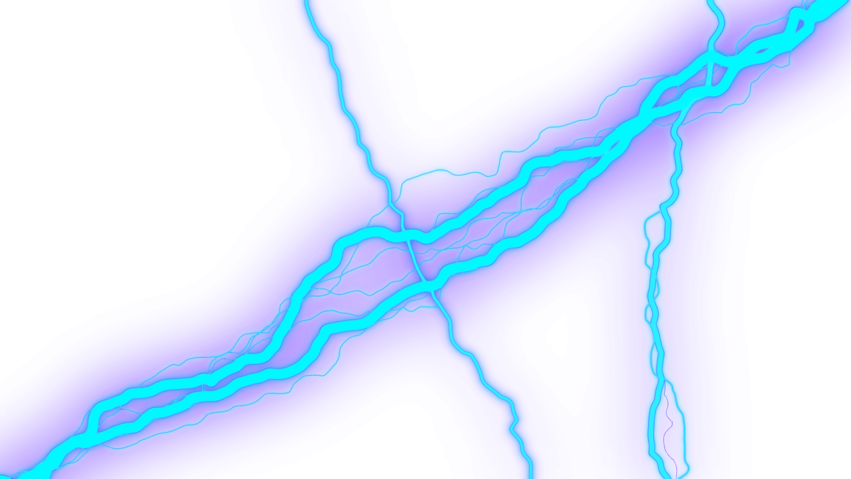 Electric sparkling lightning effect with glow neon on transparent background. png