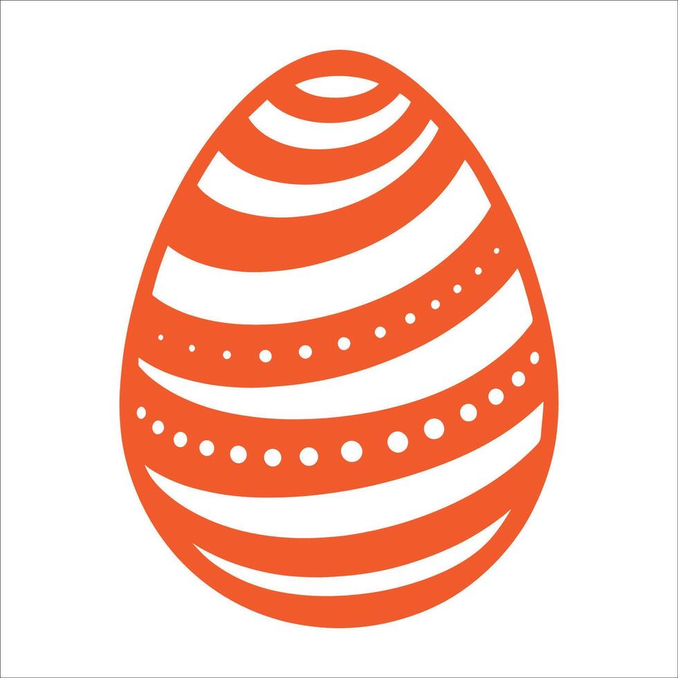 An orange and white striped egg with a dot pattern vector