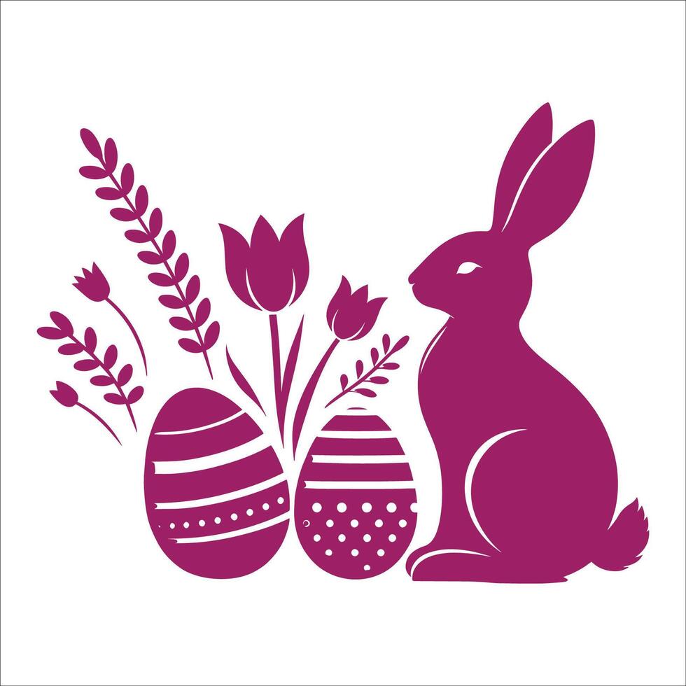 Easter bunny and eggs illustration vector