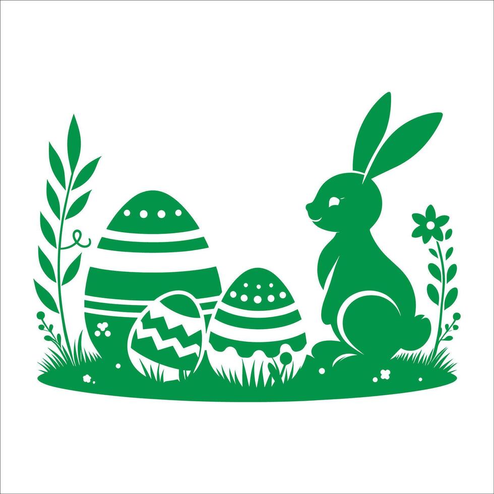 Easter bunny and eggs vector