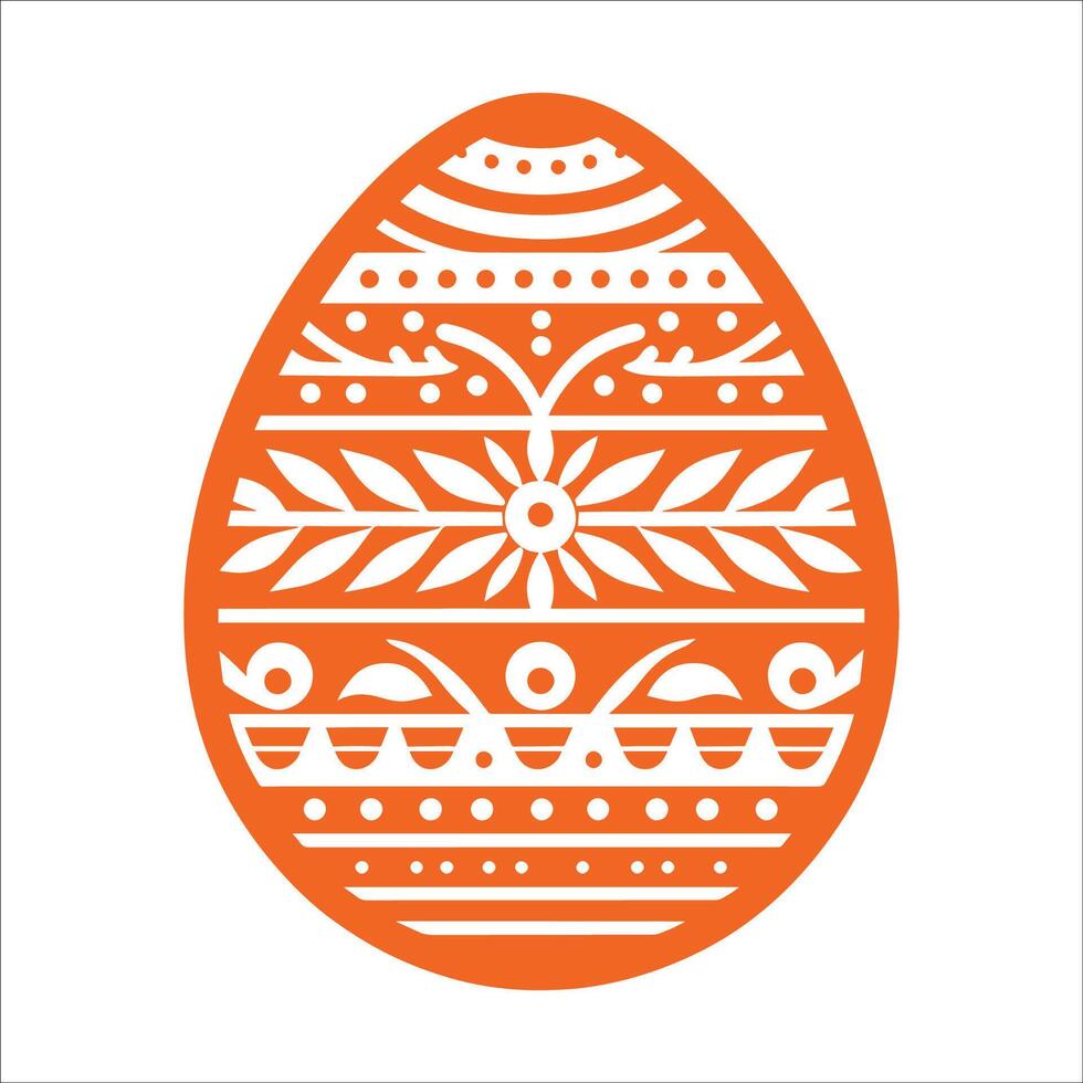 An orange easter egg with a pattern on it vector