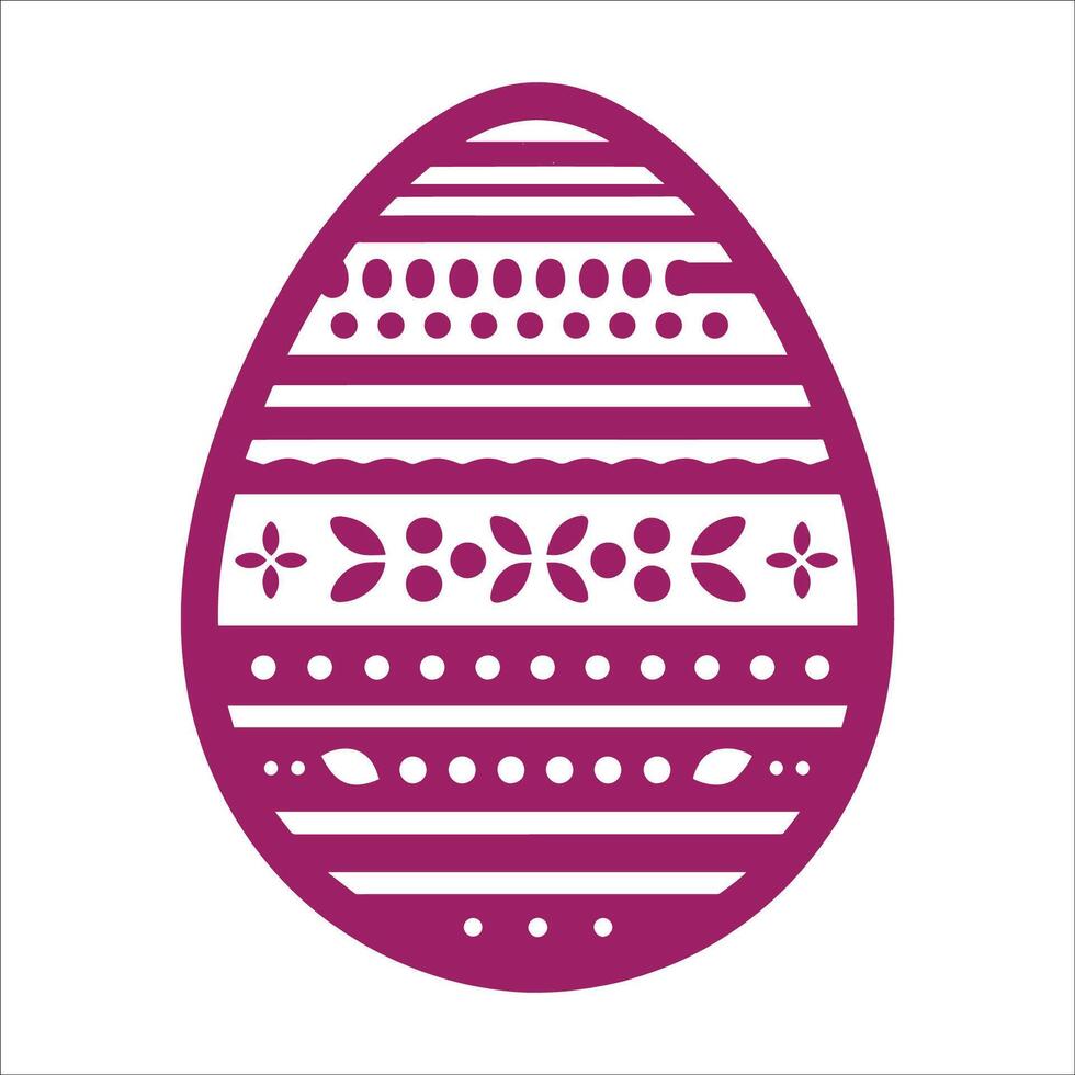 An easter egg is shown in a purple and white design vector