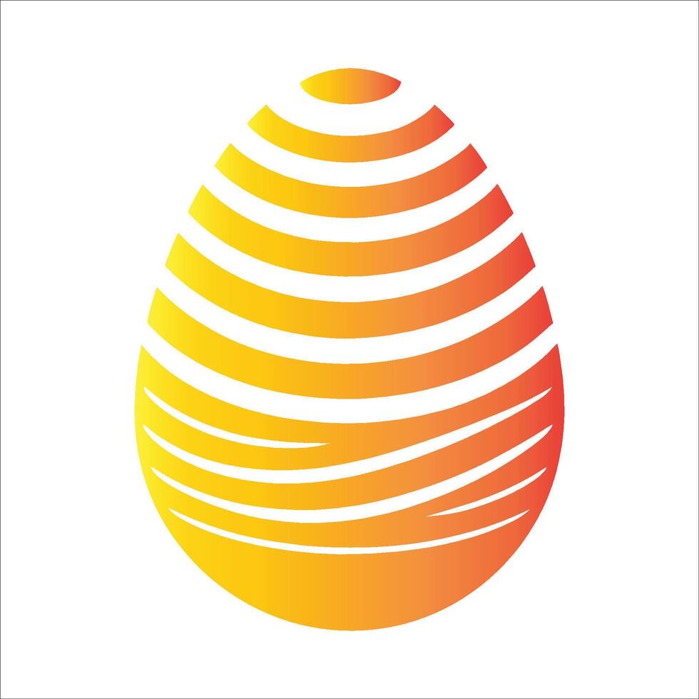 An orange and yellow egg with a wave pattern vector