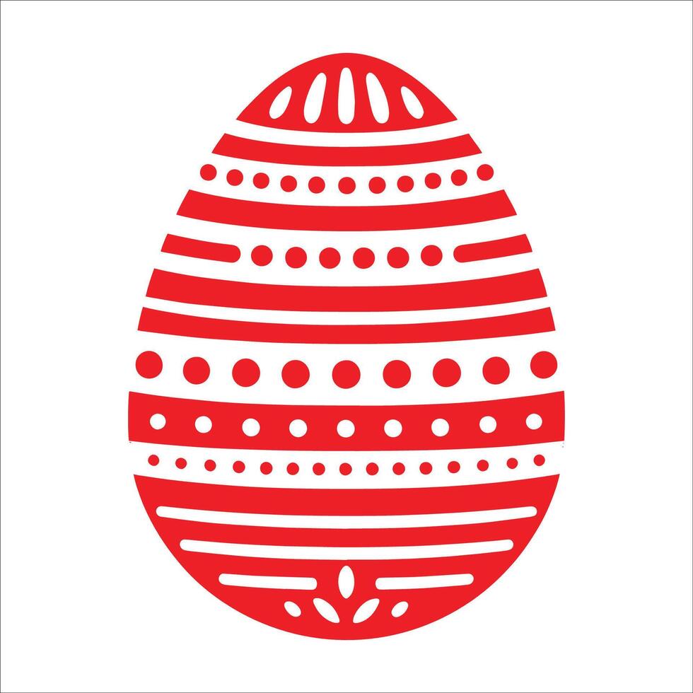 Red Decorative Easter Egg Traditional Patterned Egg Design vector