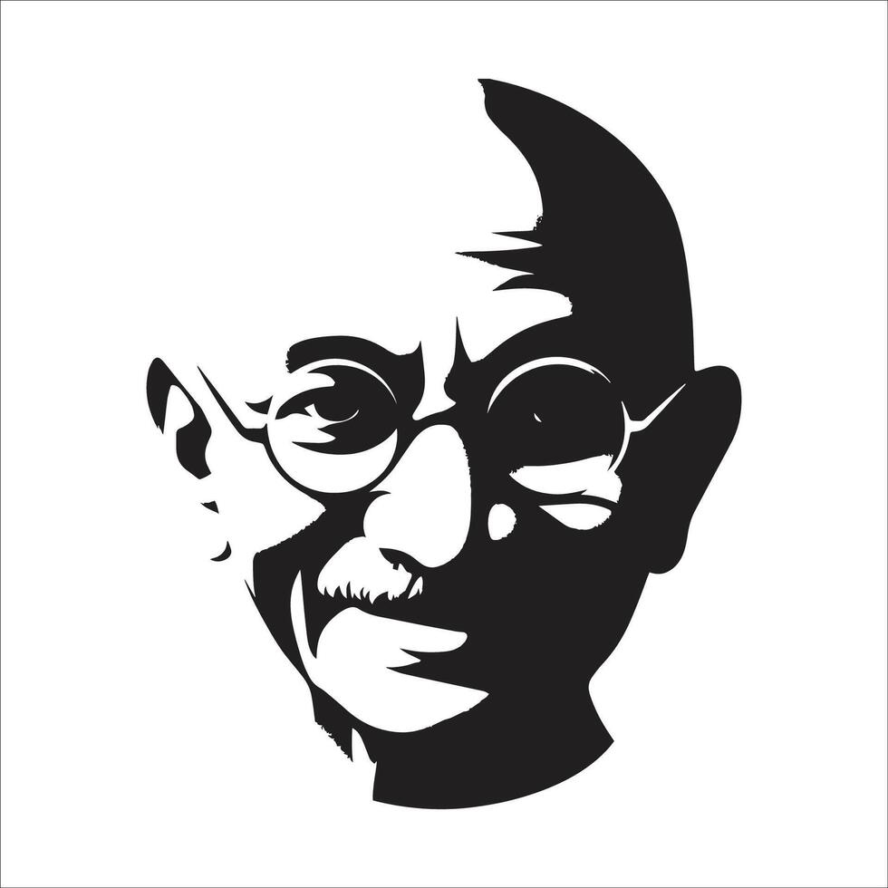 Mahatma Gandhi Stencil Art Black and White Illustration vector