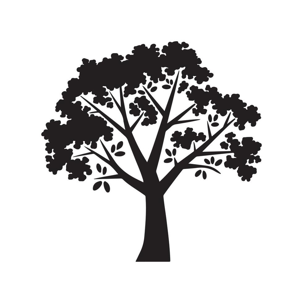 Abstract Tree Silhouette Design in Black and White vector