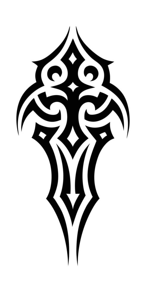 Abstract and Symbolic Tribal Tattoo Motif on White Background vector