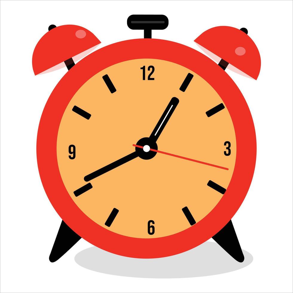 red alarm clock flat Illustration vector
