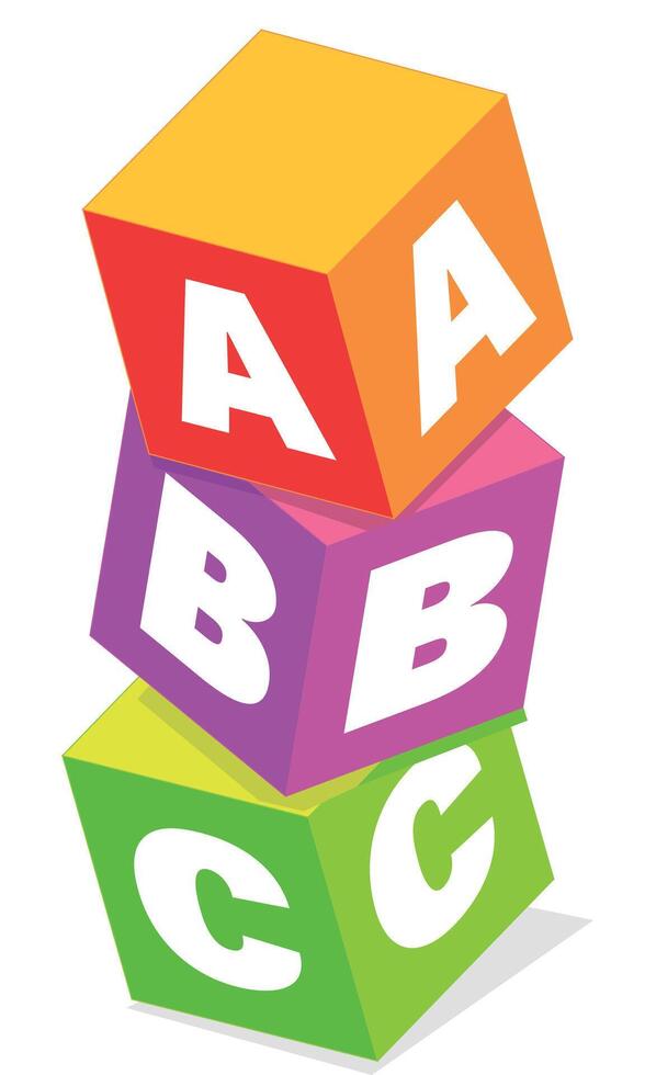 Colourful 3d ABC blocks, business teamwork element, success, development or Progress concept isolated on a white background vector