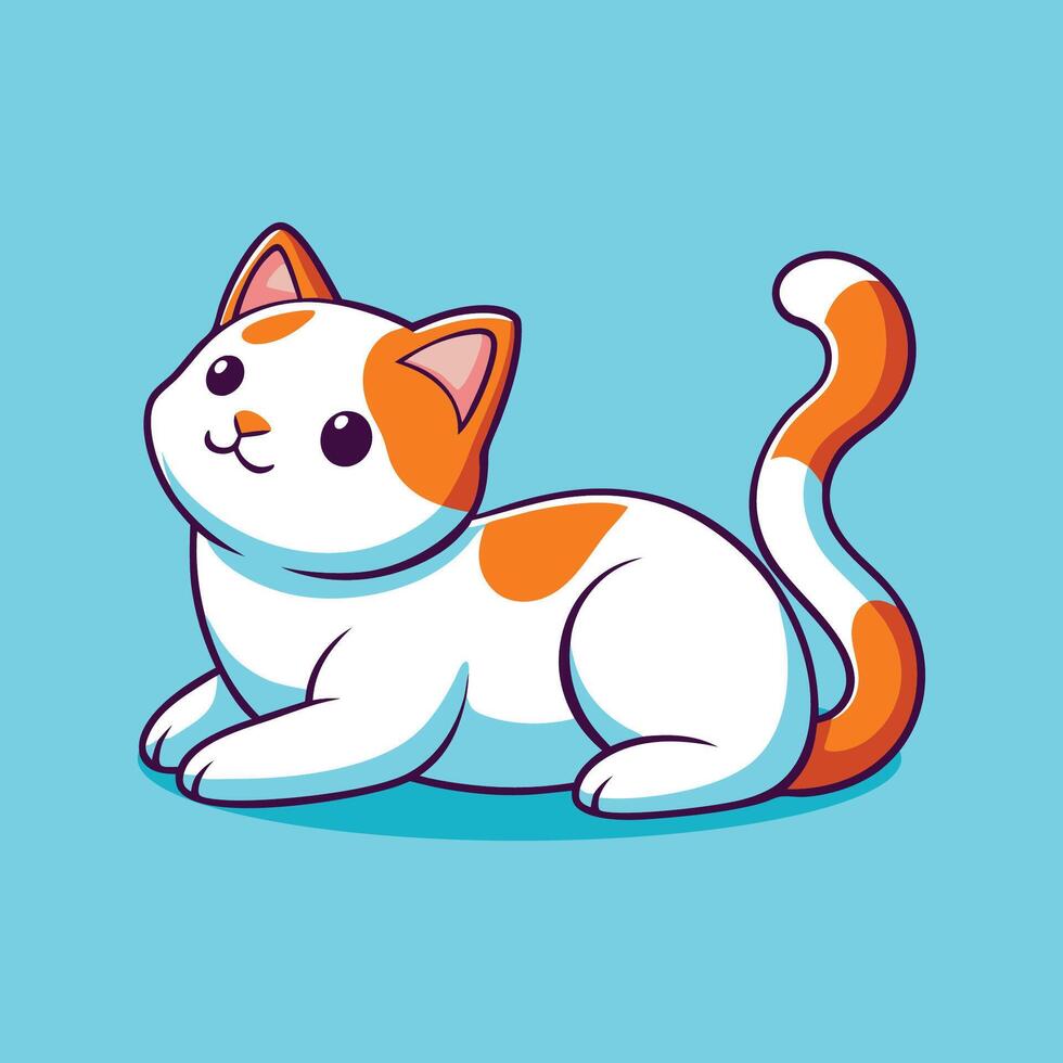 Cute Cat Stretching Cartoon Icon Adorable Animal Illustration vector