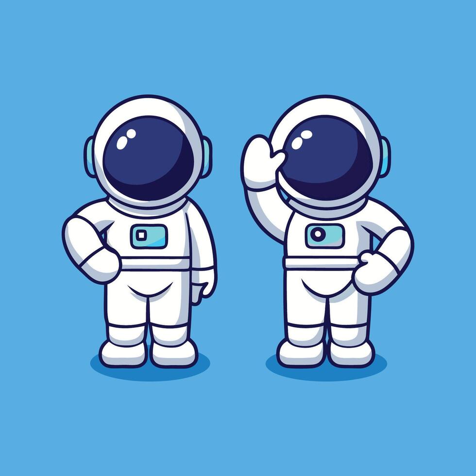 Astronauts Talking Cartoon Illustration Space Technology Concept vector