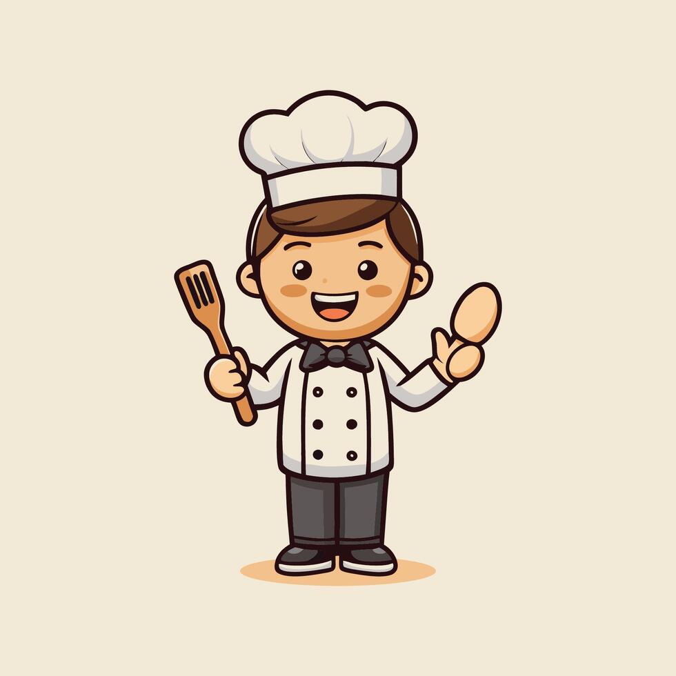 Chef in Action Playful Cartoon Cooking Scene for Food Branding Digital Projects vector