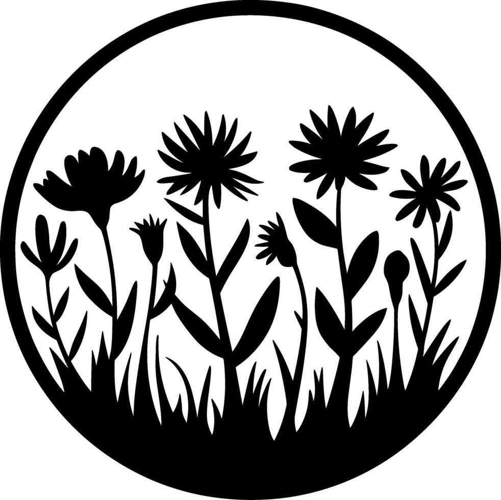 Elegant Wildflower Circle Wreath vector