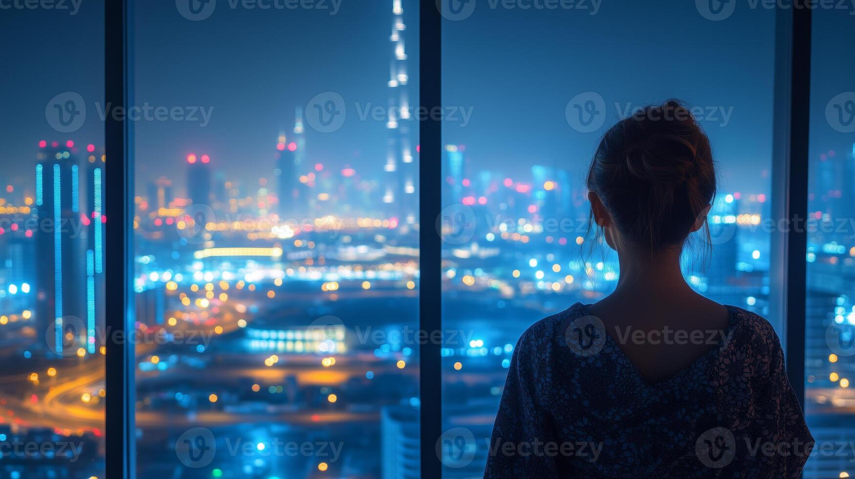 Night view of Burj Khalifa and the elegant appearance photo