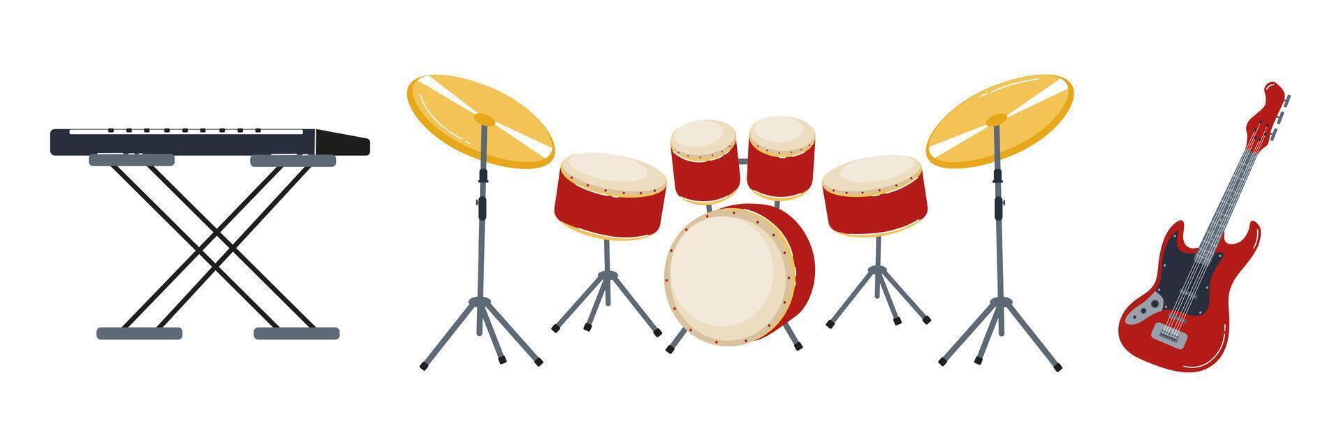 Musical instruments displayed on a plain background for a creative project or event vector