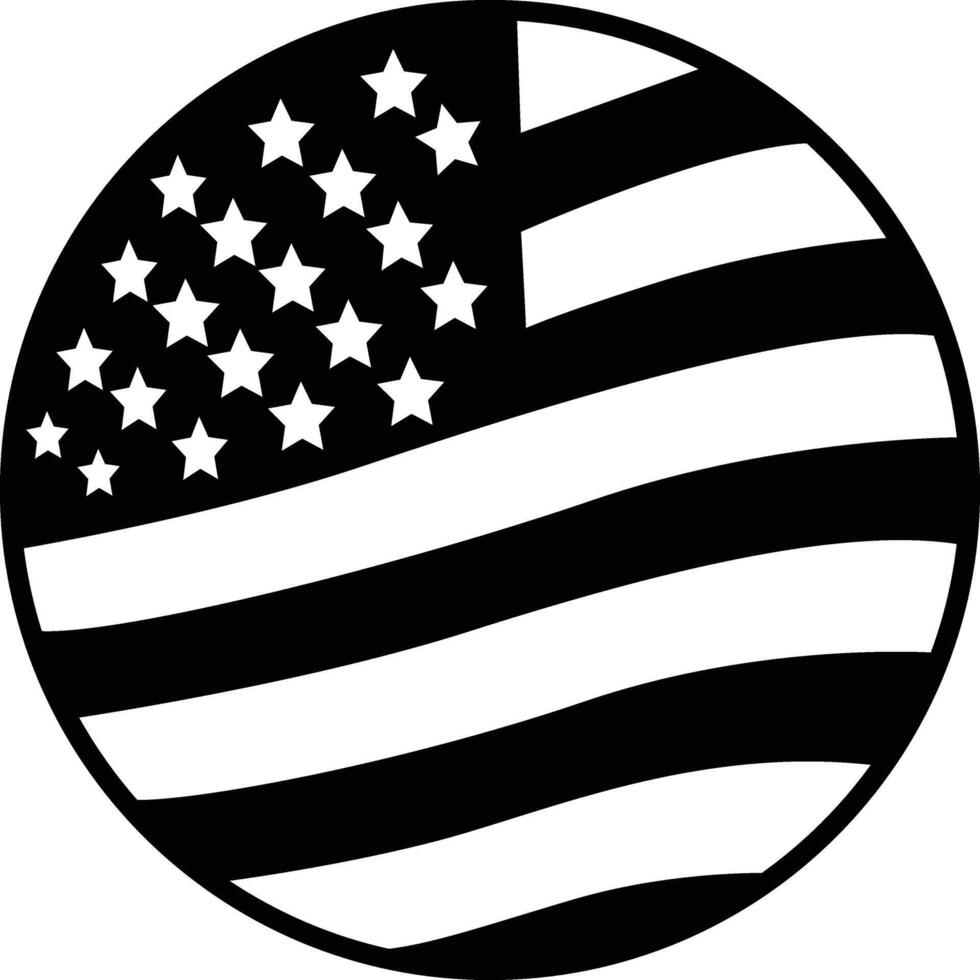 Round Button Icon of the United States Flag with a Bold Silhouette Design vector