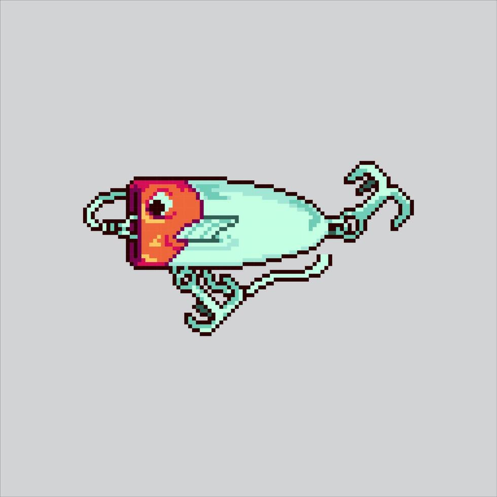 Pixel art illustration Fishing Lure. Pixelated Fishing Bait. Fishing Lure Bait Rod Icon pixelated for the pixel art game and icon for website and game. old school retro. vector