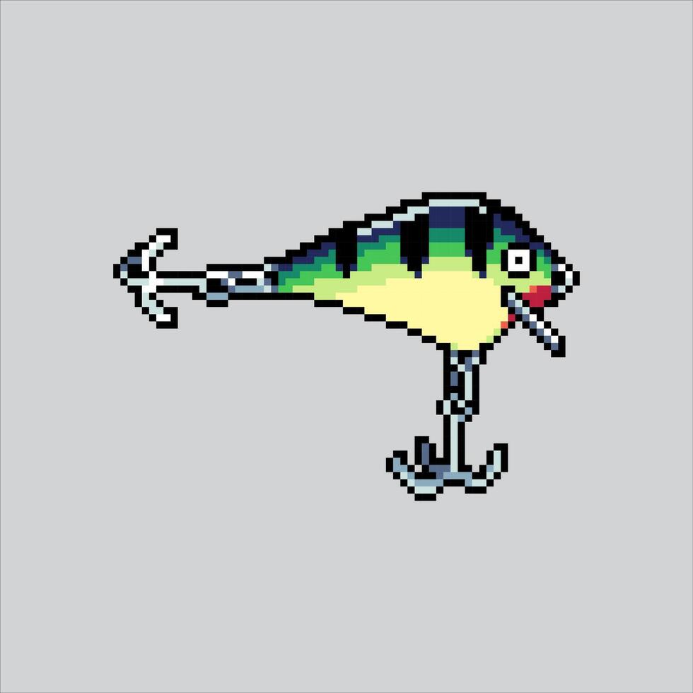 Pixel art illustration Fishing Lure. Pixelated Fishing Bait. Fishing Lure Bait Rod Icon pixelated for the pixel art game and icon for website and game. vector