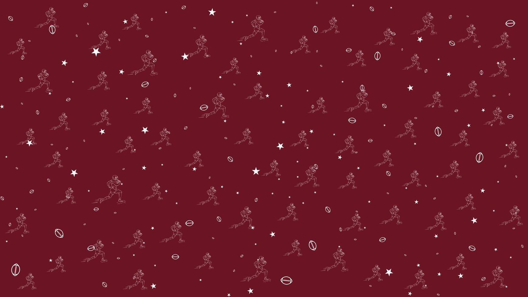 Seamless Pattern of American Football Players in Action on Dark Red Background for Sports Fabric, Wallpaper, and Design vector