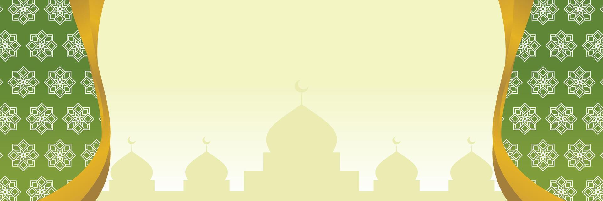 Green Islamic background, with mandala ornament and mosque silhouette. Free copy space area. Suitable for your design project vector