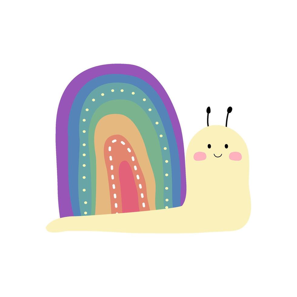 Cute hand draw snail on white background. vector