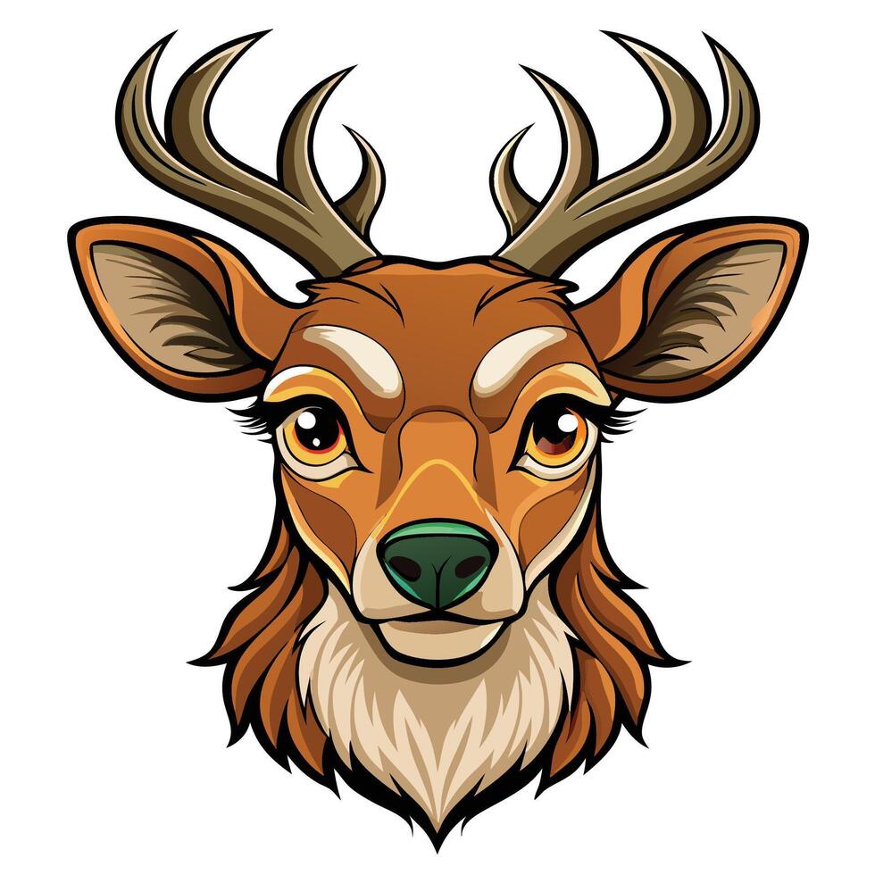 deer head with horns and antlers white, background vector