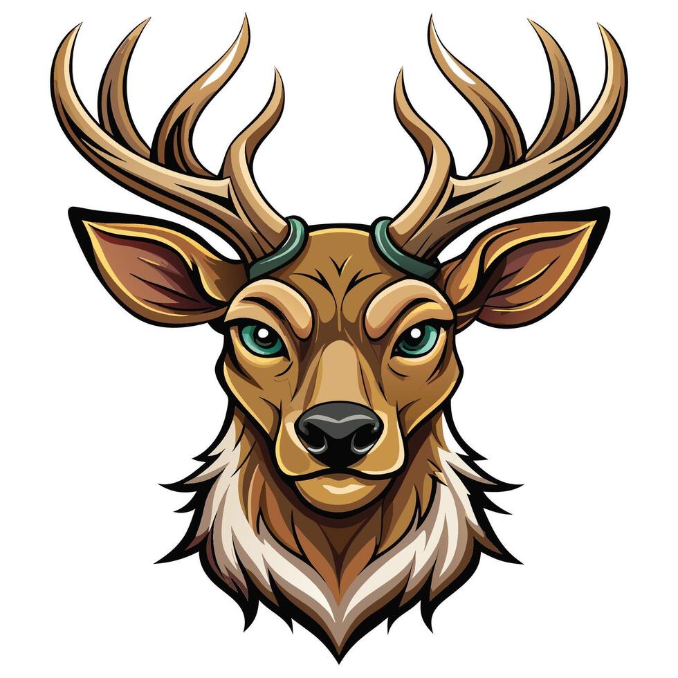 deer head with horns and big eyes vector