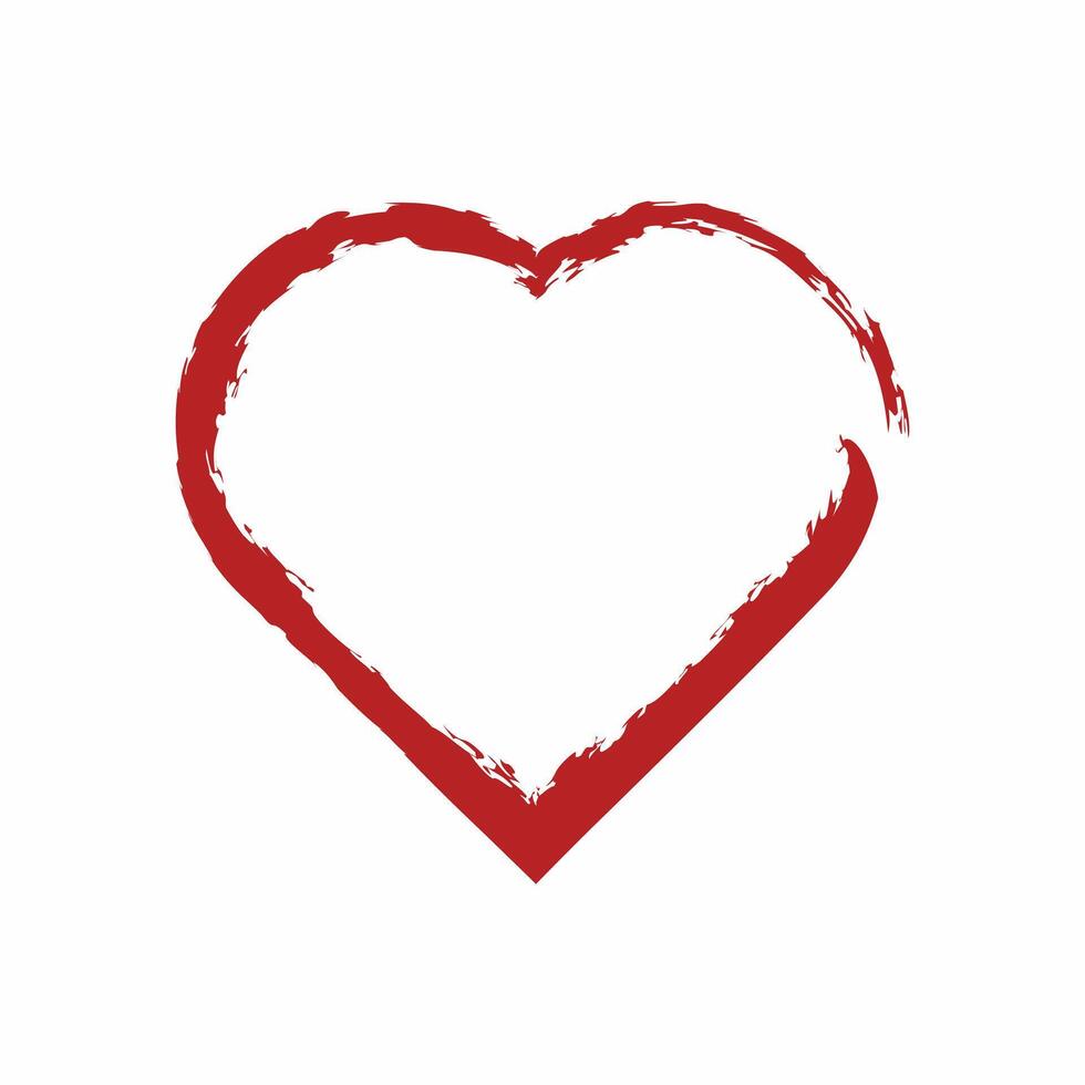 Heart shape frame with brush painting isolated on white background vector