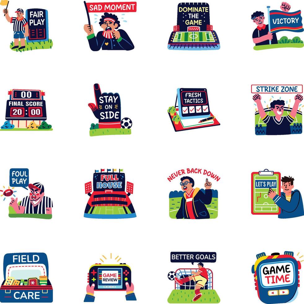 Modern Collection of Flat Style Soccer Stickers vector
