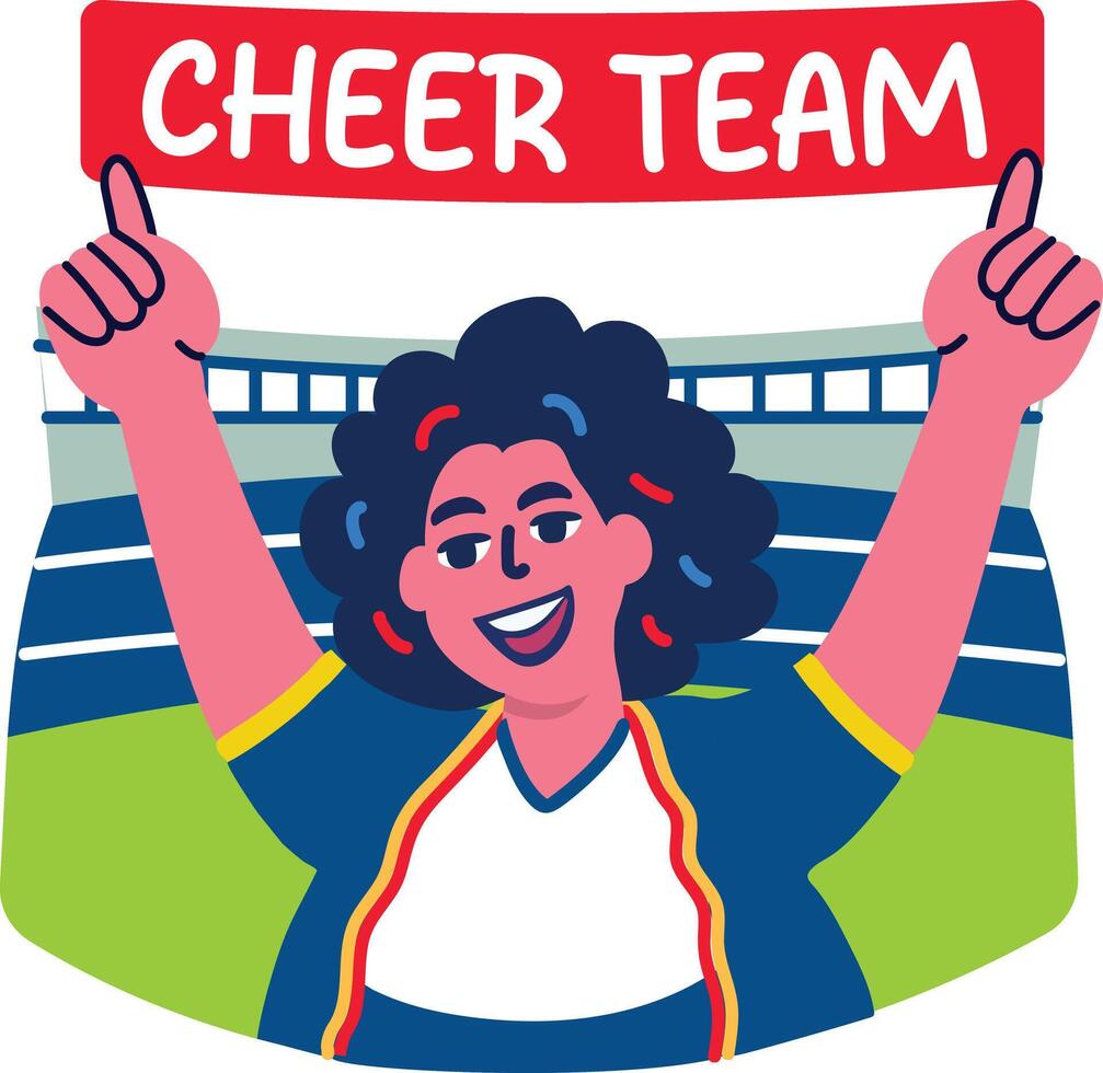 Cheer team character sticker in flat style vector