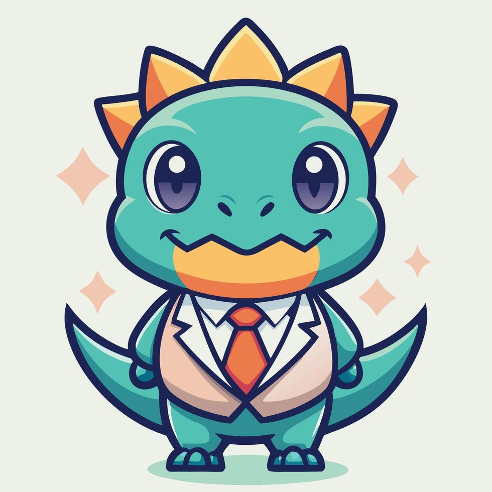 a cartoon dinosaur wearing suit and tie vector