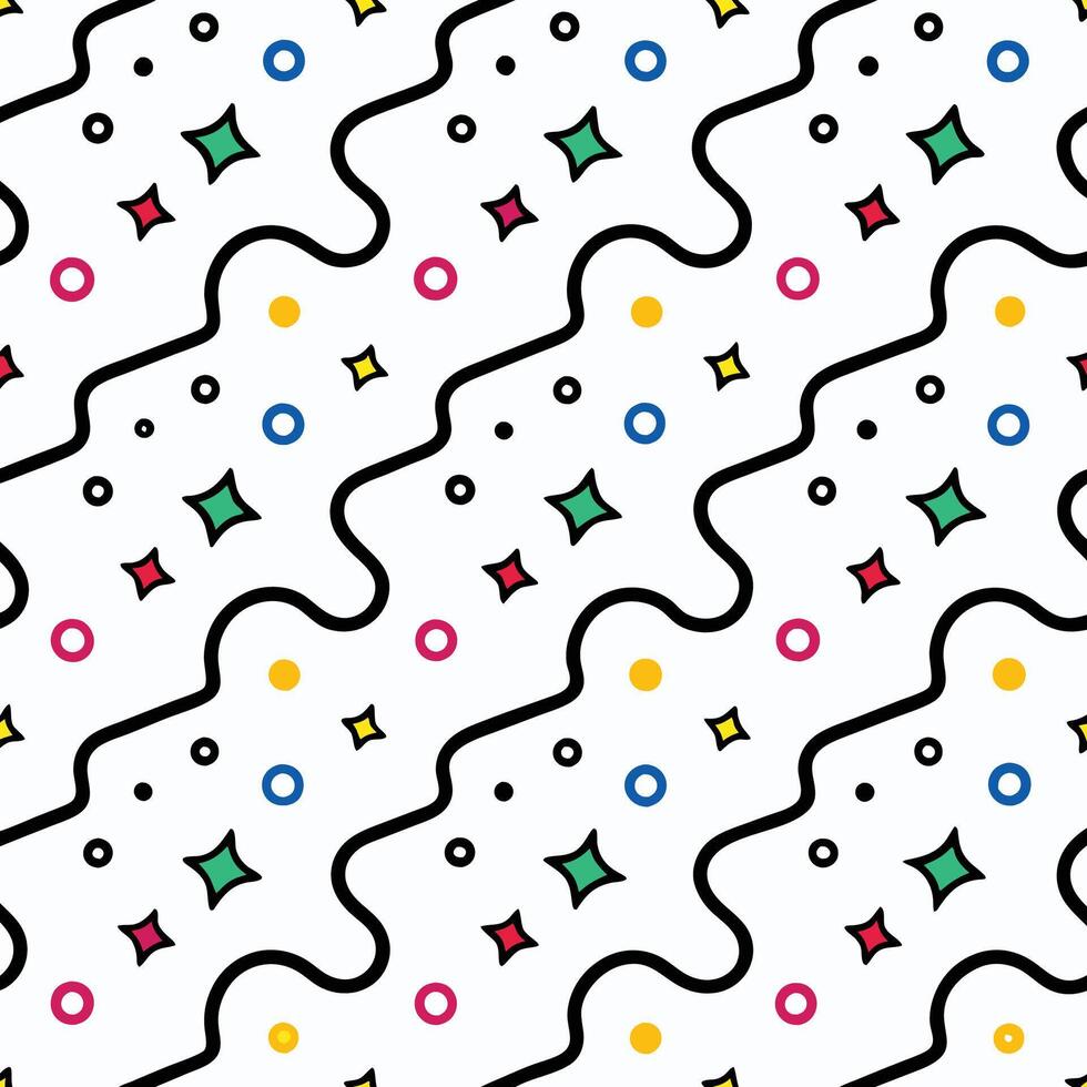 a pattern with colorful shapes and lines vector