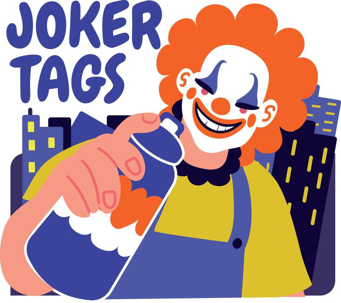 Joker tags typography sticker in flat style vector