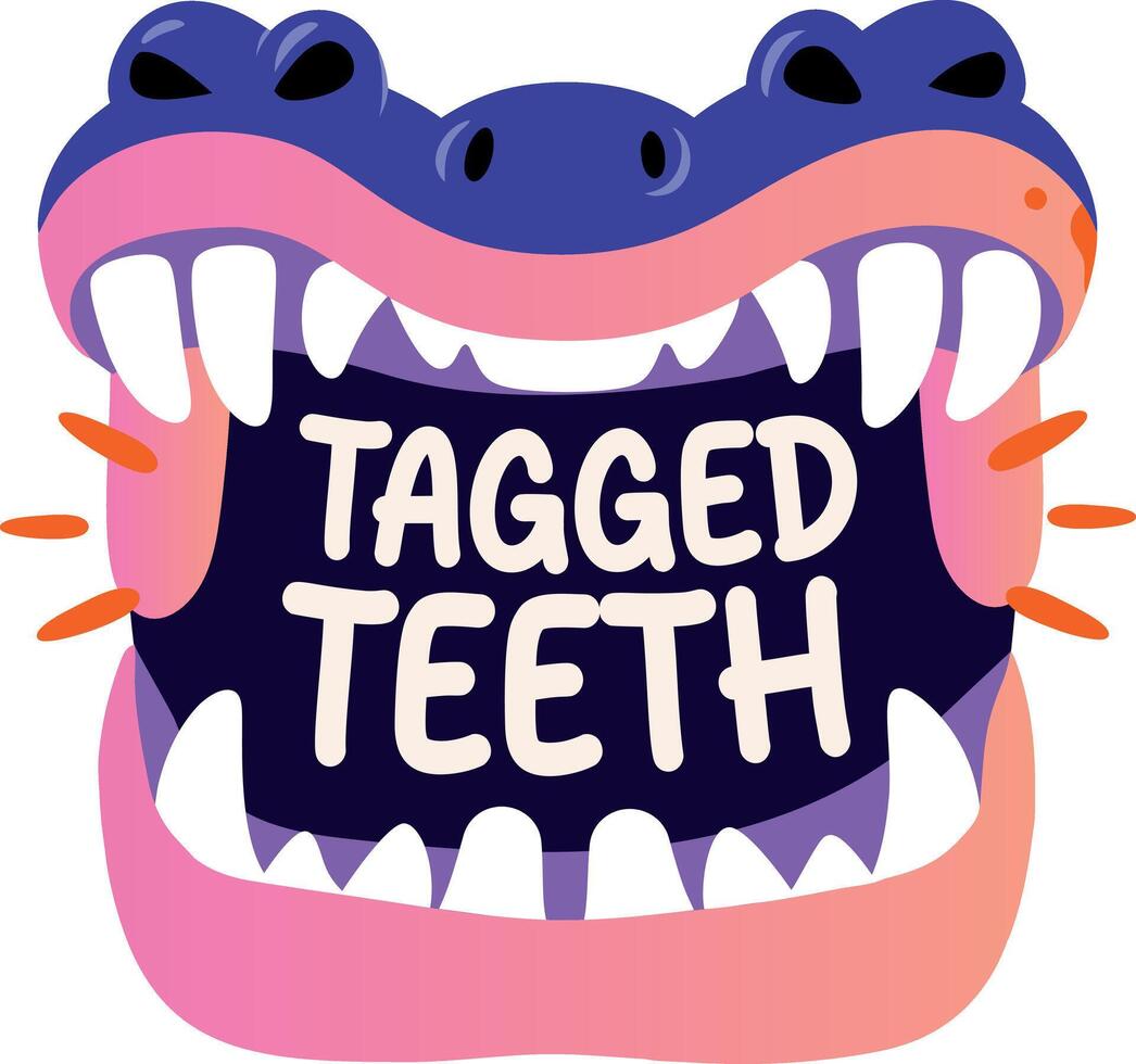 Tagged teeth typography ticker in flat style vector