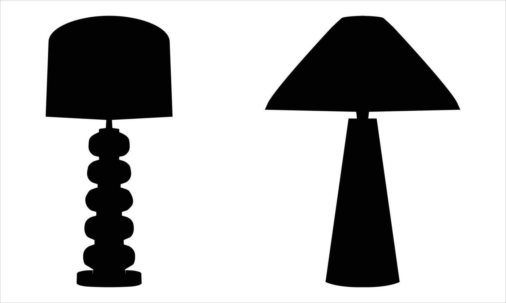 Table lamp silhouette set vector