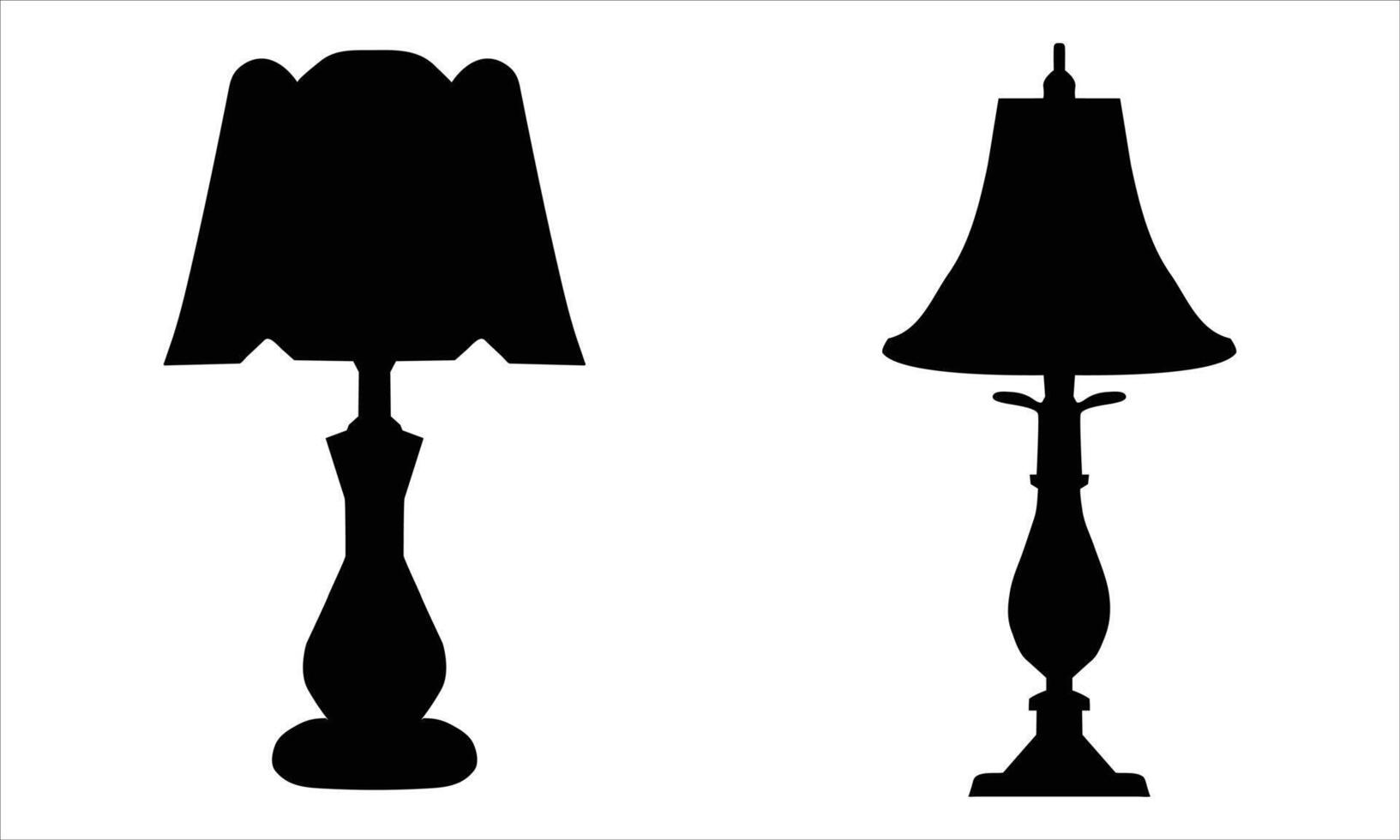 Set of table lamp silhouettes icons vector