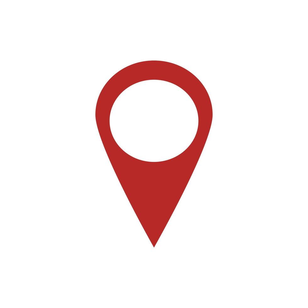 Red pin marker with white dot isolated on white background. Location map icon. Location pin vector