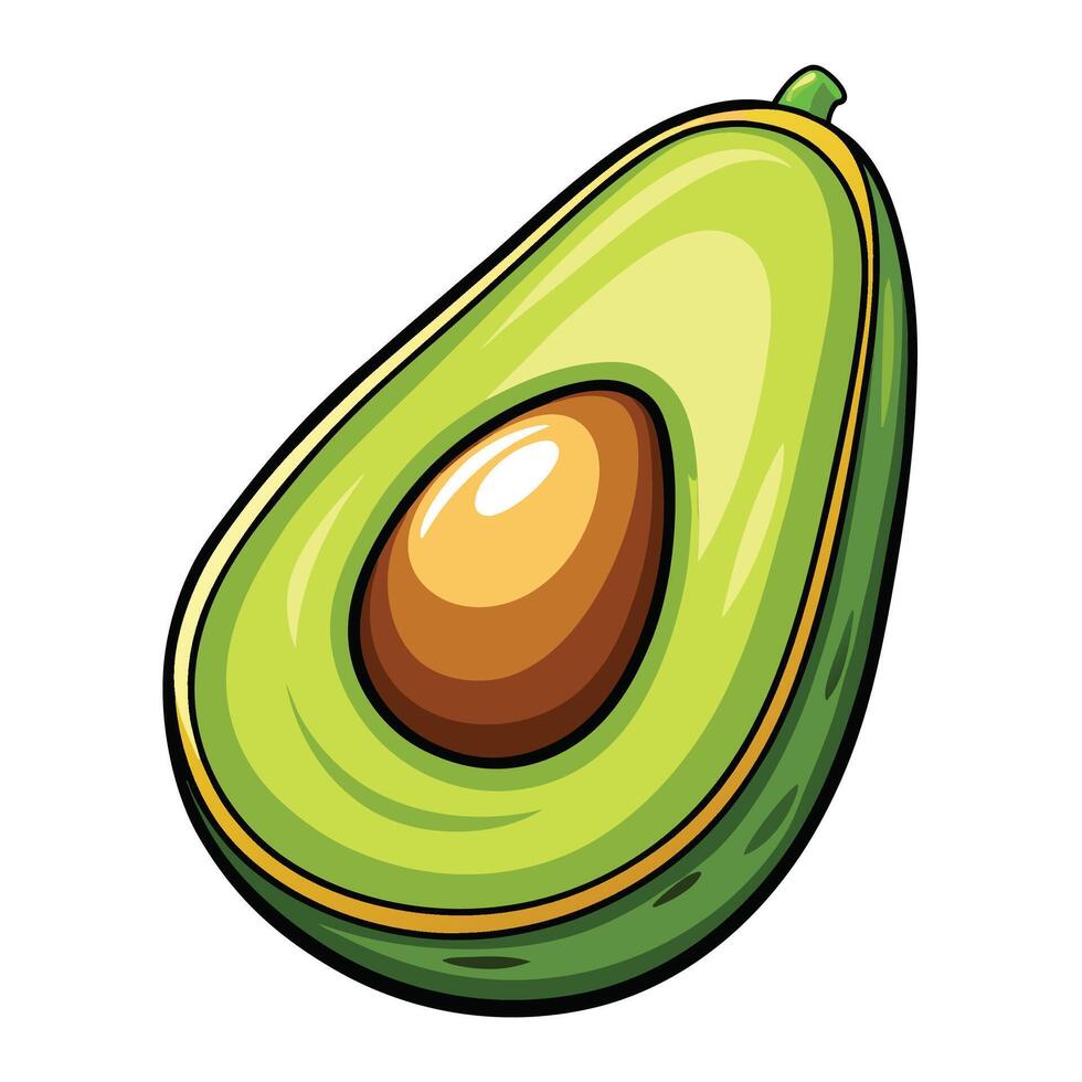 an avocado is shown in a cartoon style white background, vector