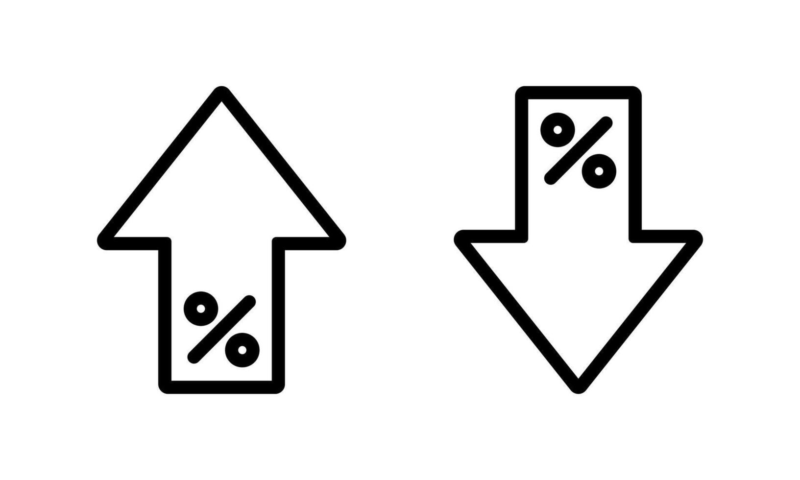 Up and down percent outline icon. Lower and higher arrow sign symbol vector