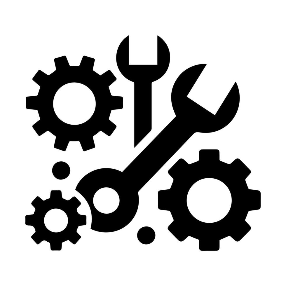 Editable gear and wrench icon. vector