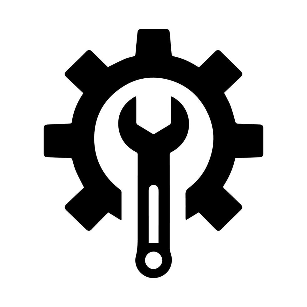 Wrench and gear icon design for construction, repair and settings. vector