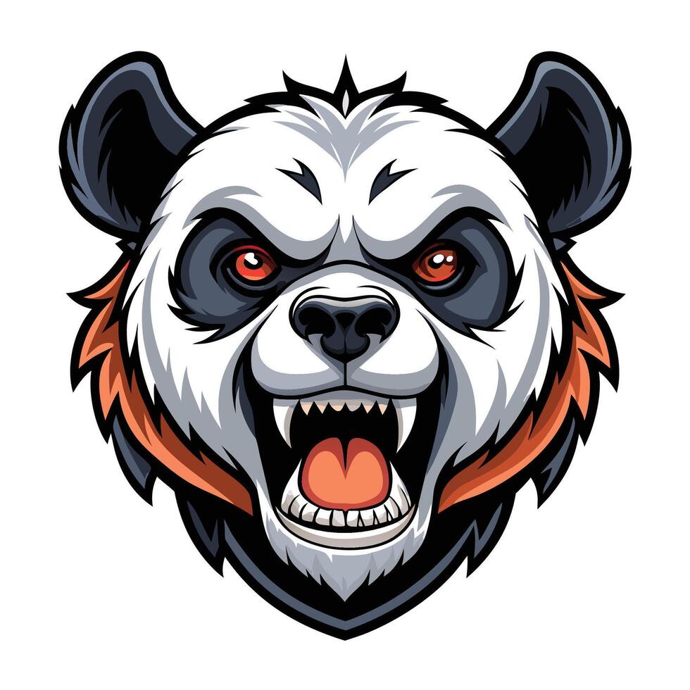 the head of panda bear with its mouth open vector