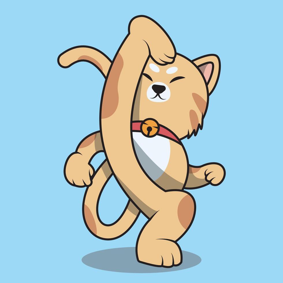 cartoon cute cat character who wants to kick vector