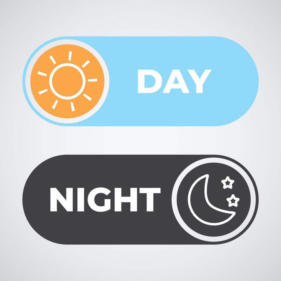 Day and night mode switch sun and moon button design template vector